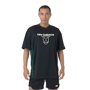 (メンズ)バスケットボールウェア コートグラフィック ディンプルメッシュ 半袖Tシャツ AMT45070BK 速乾