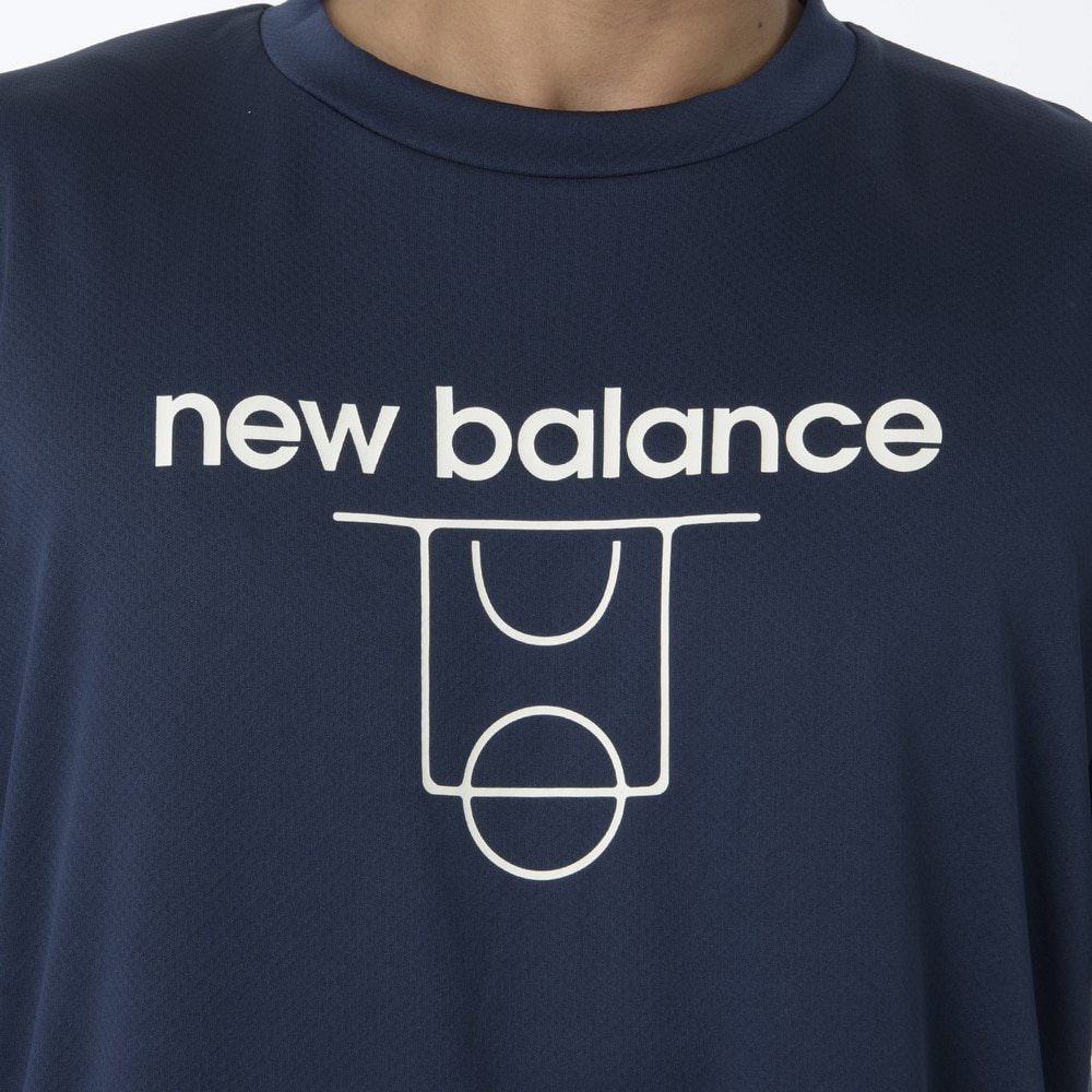 ニューバランス（new balance）（メンズ）バスケットボールウェア コートグラフィック ディンプルメッシュ 半袖Tシャツ AMT45070TNV 速乾