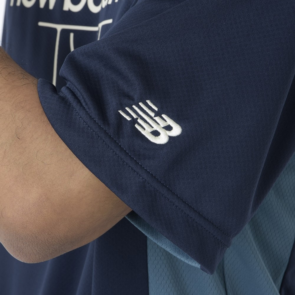 ニューバランス（new balance）（メンズ）バスケットボールウェア コートグラフィック ディンプルメッシュ 半袖Tシャツ AMT45070TNV 速乾