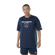 (メンズ)バスケットボールウェア コートグラフィック ディンプルメッシュ 半袖Tシャツ AMT45070TNV 速乾