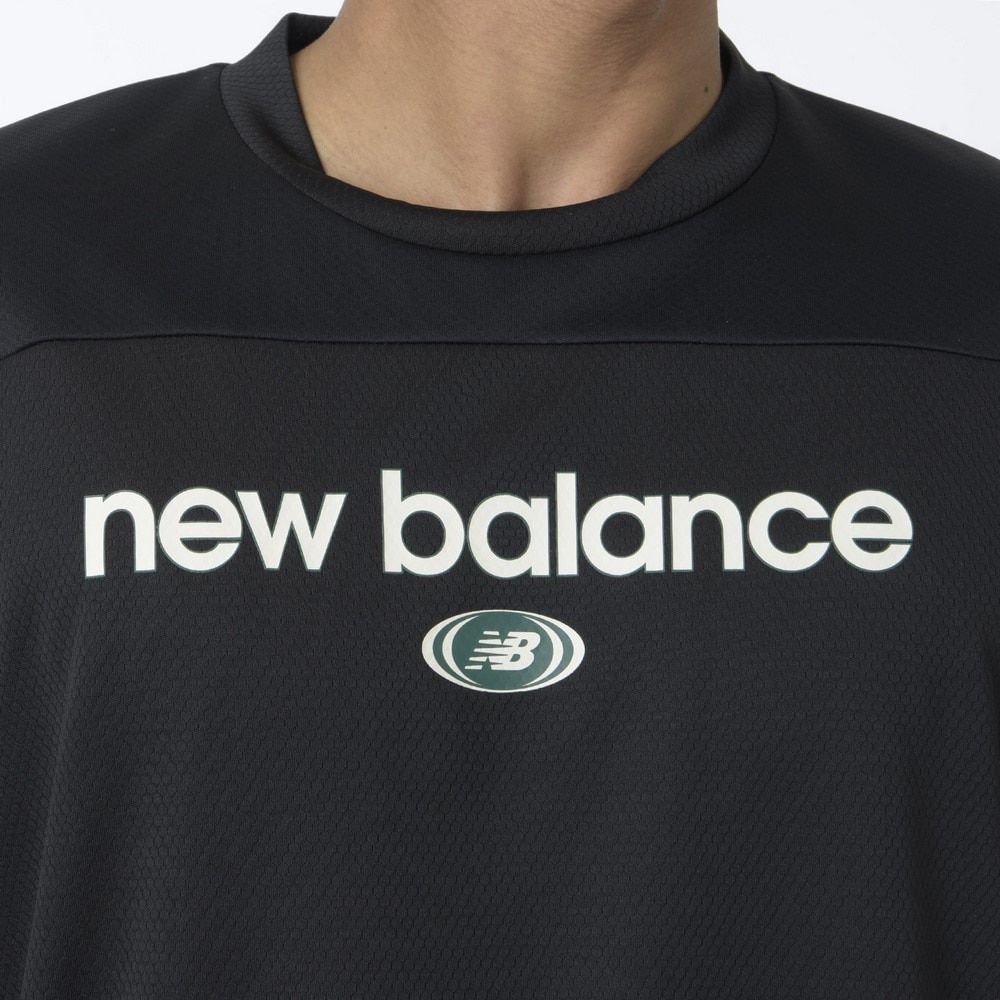ニューバランス（new balance）（メンズ）バスケットボールウェア リニアロゴハニカムメッシュ 半袖Tシャツ AMT45072BK 速乾