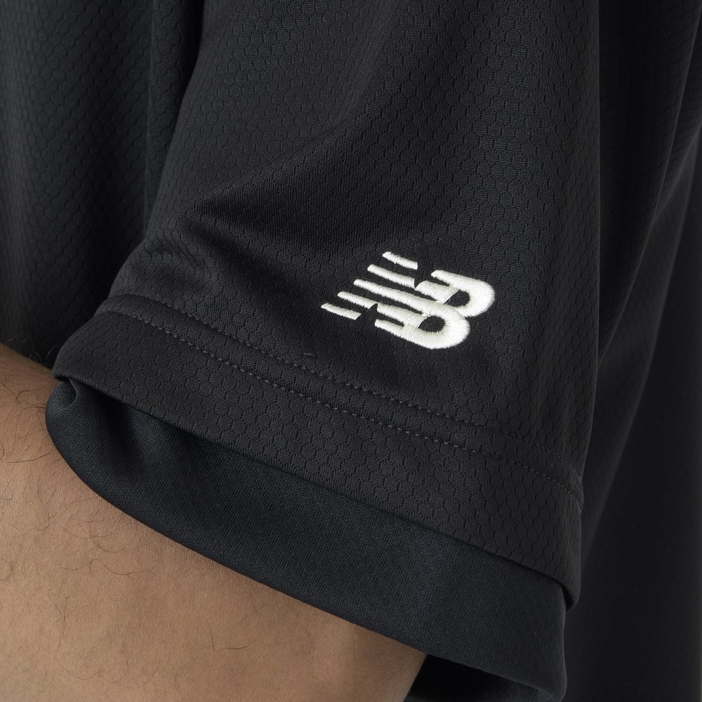 ニューバランス（new balance）（メンズ）バスケットボールウェア リニアロゴハニカムメッシュ 半袖Tシャツ AMT45072BK 速乾