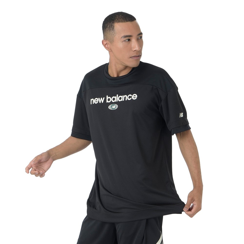 ニューバランス（new balance）（メンズ）バスケットボールウェア リニアロゴハニカムメッシュ 半袖Tシャツ AMT45072BK