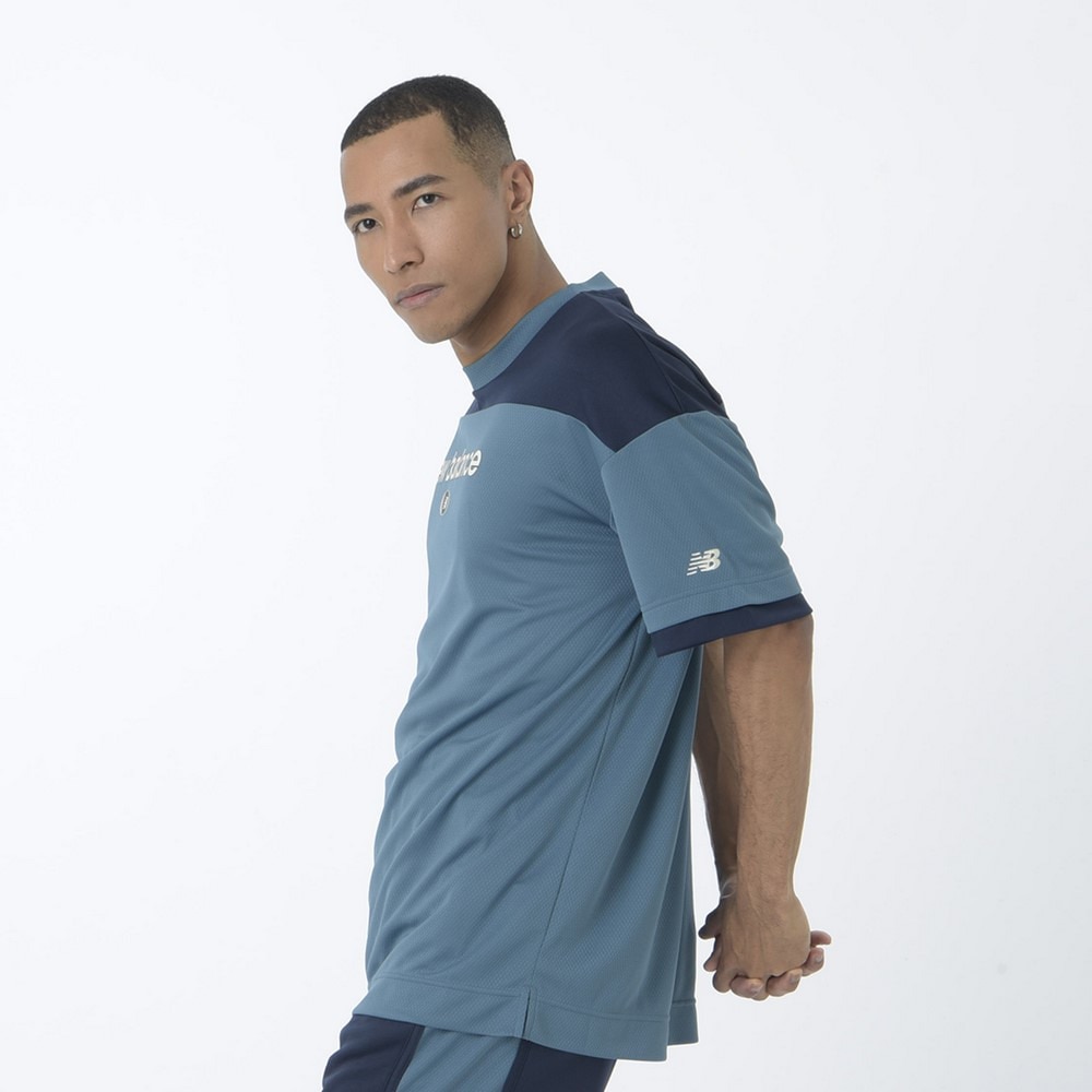 ニューバランス（new balance）（メンズ）バスケットボールウェア リニアロゴハニカムメッシュ 半袖Tシャツ AMT45072EUB 速乾