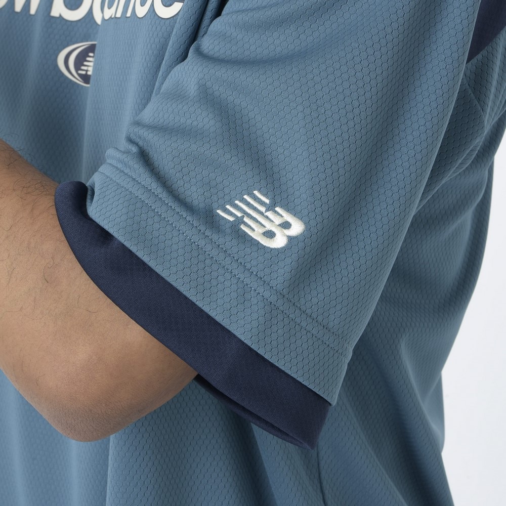 ニューバランス（new balance）（メンズ）バスケットボールウェア リニアロゴハニカムメッシュ 半袖Tシャツ AMT45072EUB 速乾