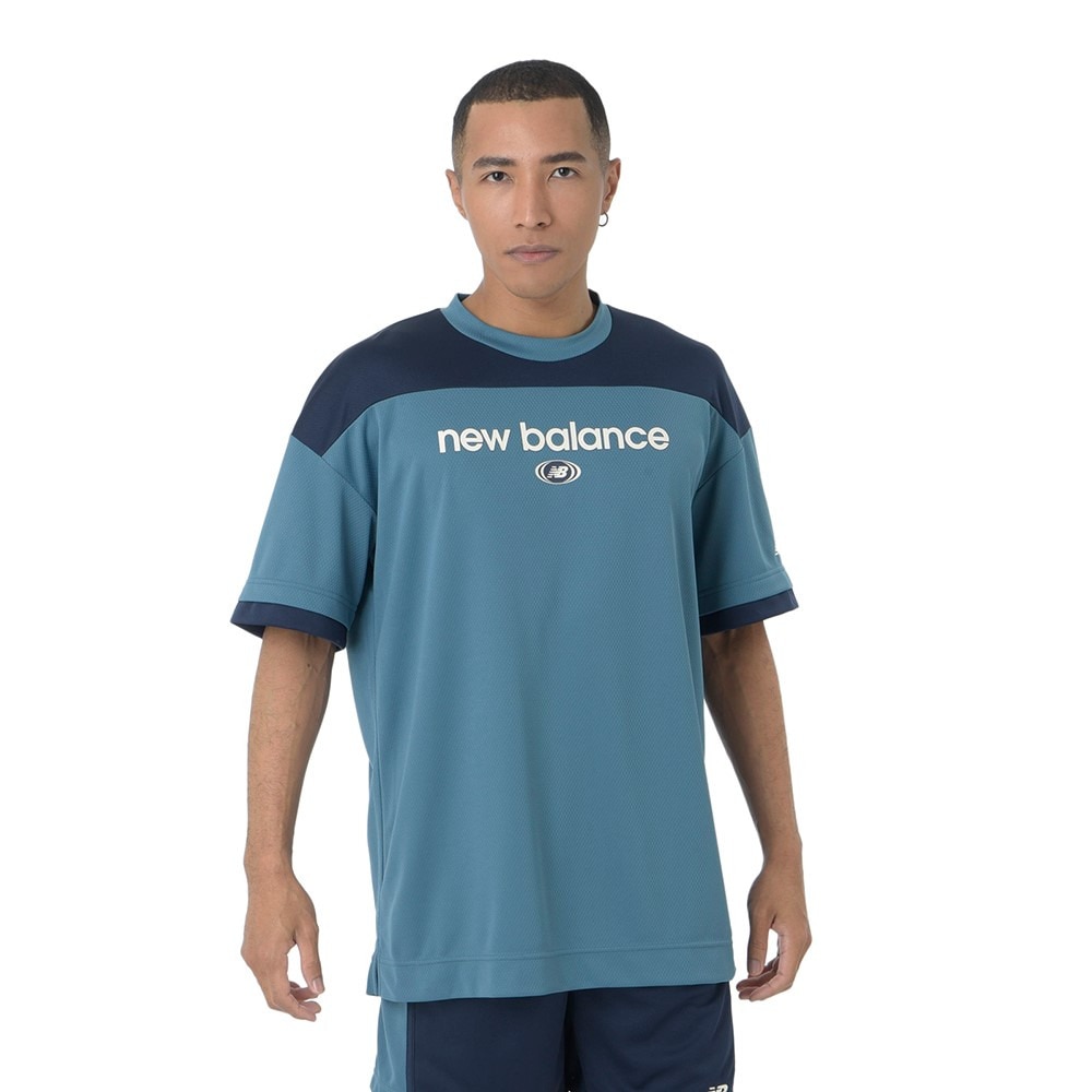 ニューバランス（new balance）（メンズ）バスケットボールウェア リニアロゴハニカムメッシュ 半袖Tシャツ AMT45072EUB 速乾