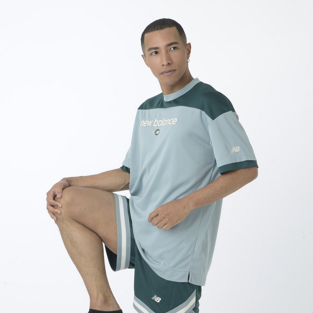 ニューバランス（new balance）（メンズ）バスケットボールウェア リニアロゴハニカムメッシュ 半袖Tシャツ AMT45072SAM 速乾