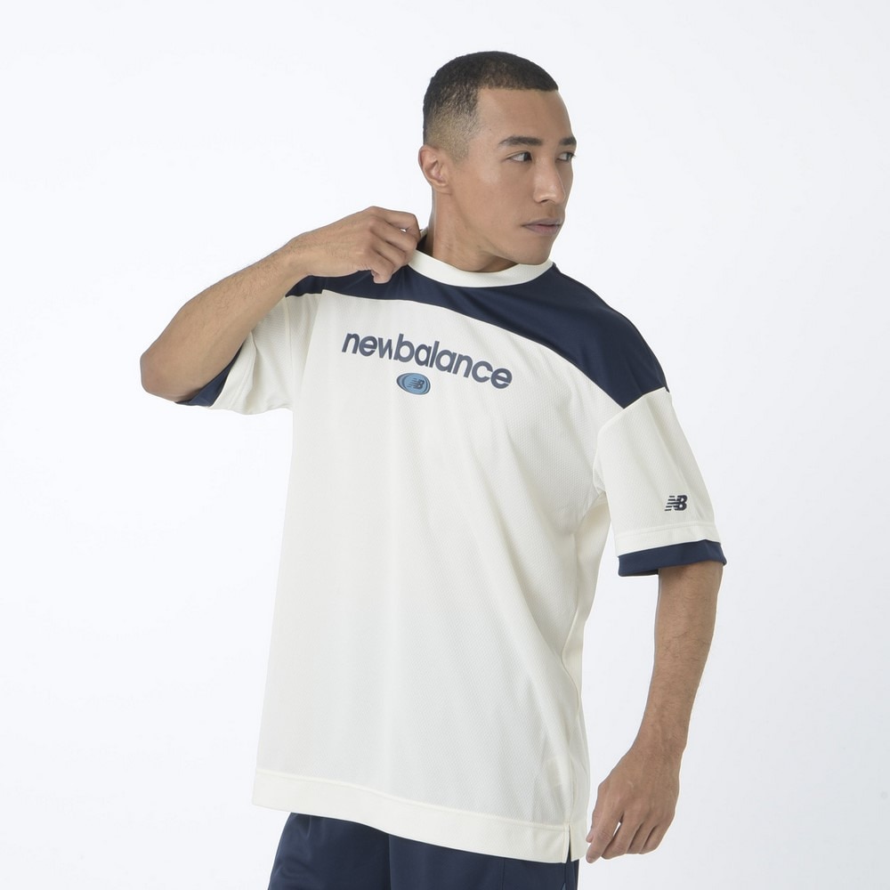 ニューバランス（new balance）（メンズ）バスケットボールウェア リニアロゴハニカムメッシュ 半袖Tシャツ AMT45072SST 速乾
