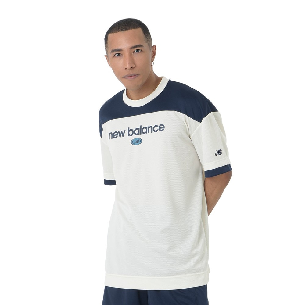 ニューバランス（new balance）（メンズ）バスケットボールウェア リニアロゴハニカムメッシュ 半袖Tシャツ AMT45072SST 速乾