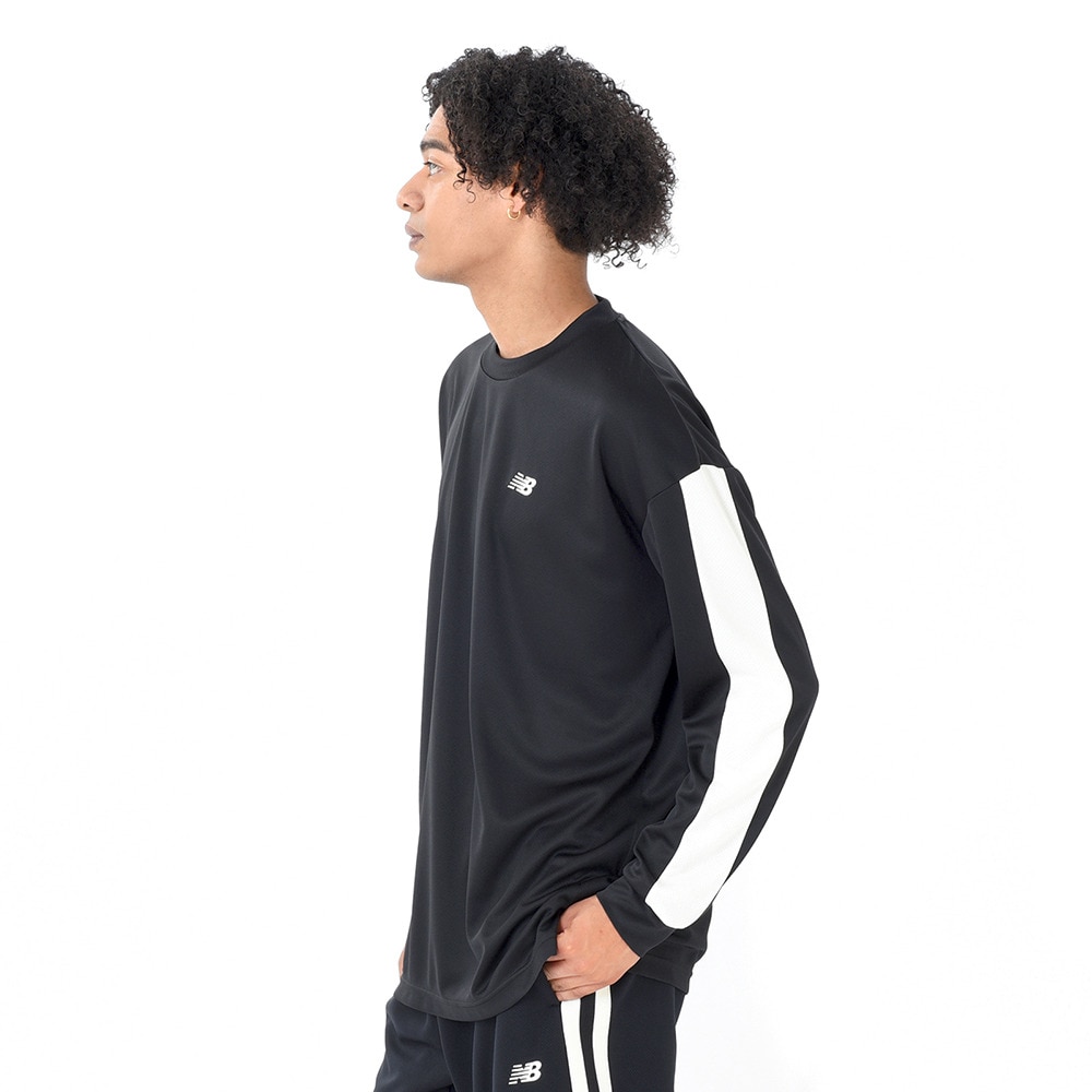 ニューバランス（new balance）（メンズ）バスケットボールウェア サイドカラーブロック ロングスリーブTシャツ AMT45180BK