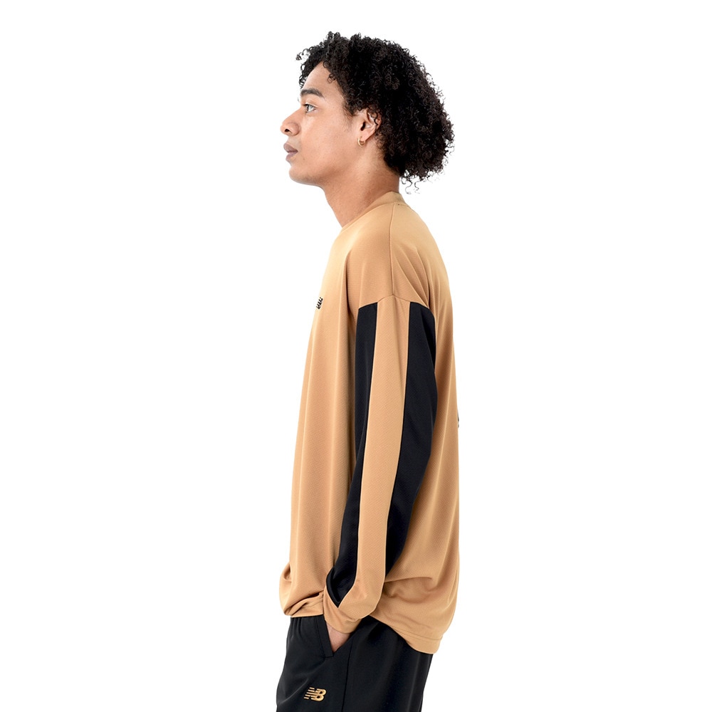ニューバランス（new balance）（メンズ）バスケットボールウェア サイドカラーブロック ロングスリーブTシャツ AMT45180GIN
