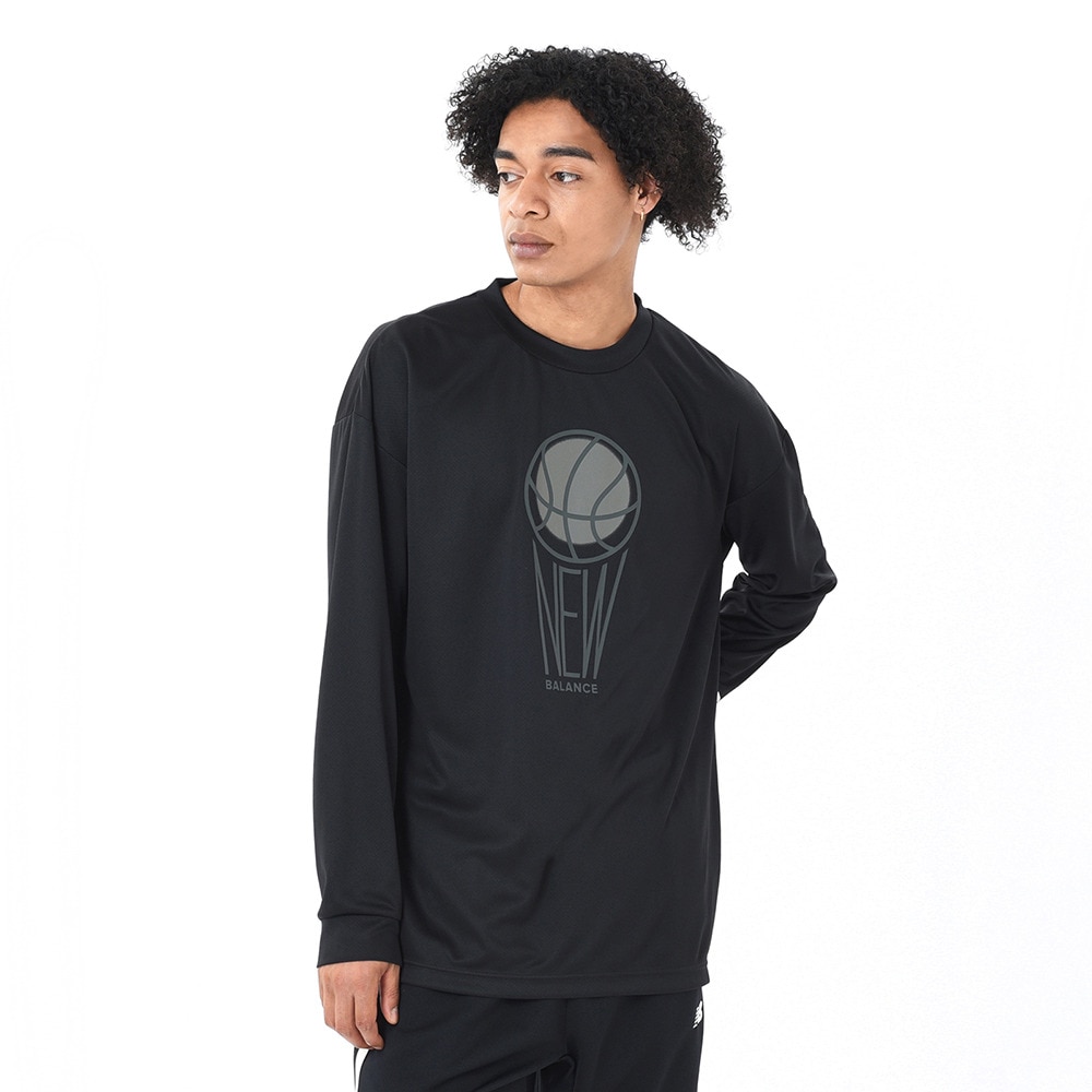 ニューバランス（new balance）（メンズ）バスケットボールウェア グラフィック ロングスリーブTシャツ AMT45181BK