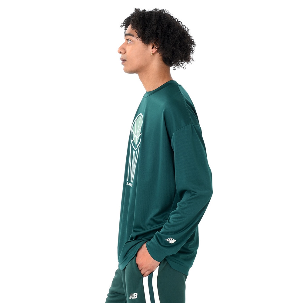 ニューバランス（new balance）（メンズ）バスケットボールウェア グラフィック ロングスリーブTシャツ AMT45181NWG