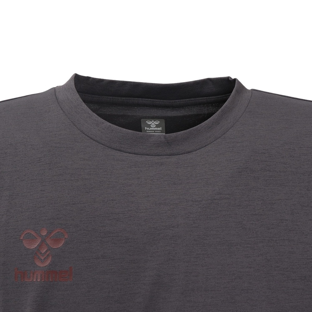 ヒュンメル（hummel）（メンズ、レディース）【新商品】 スポーツウェア コットンライク Tシャツ ユニセックス チャコール UVカット HAPB4089-921