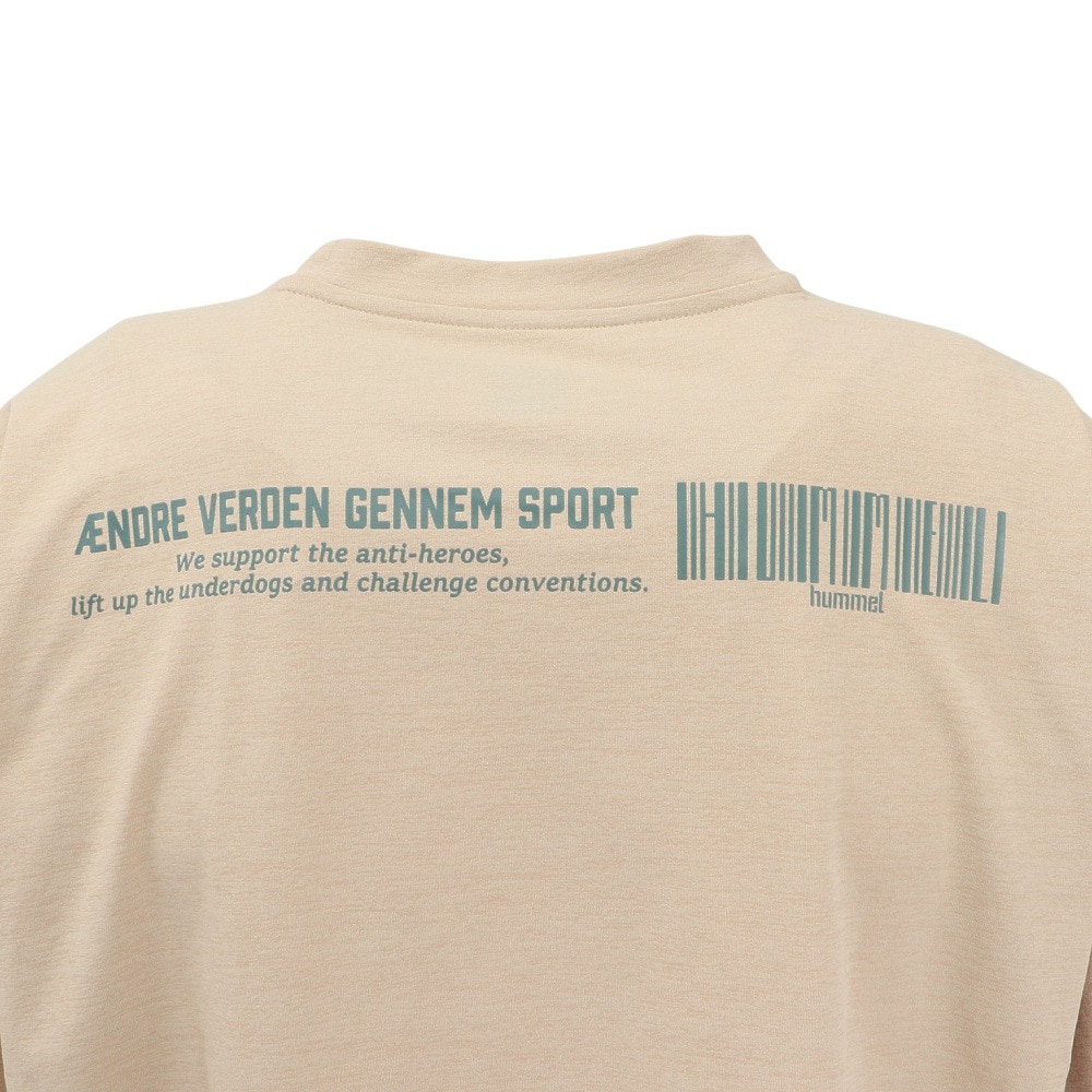ヒュンメル（hummel）（メンズ、レディース）【新商品】 スポーツウェア コットンライク Tシャツ ユニセックス ライトベージュ UVカット HAPB4092-421