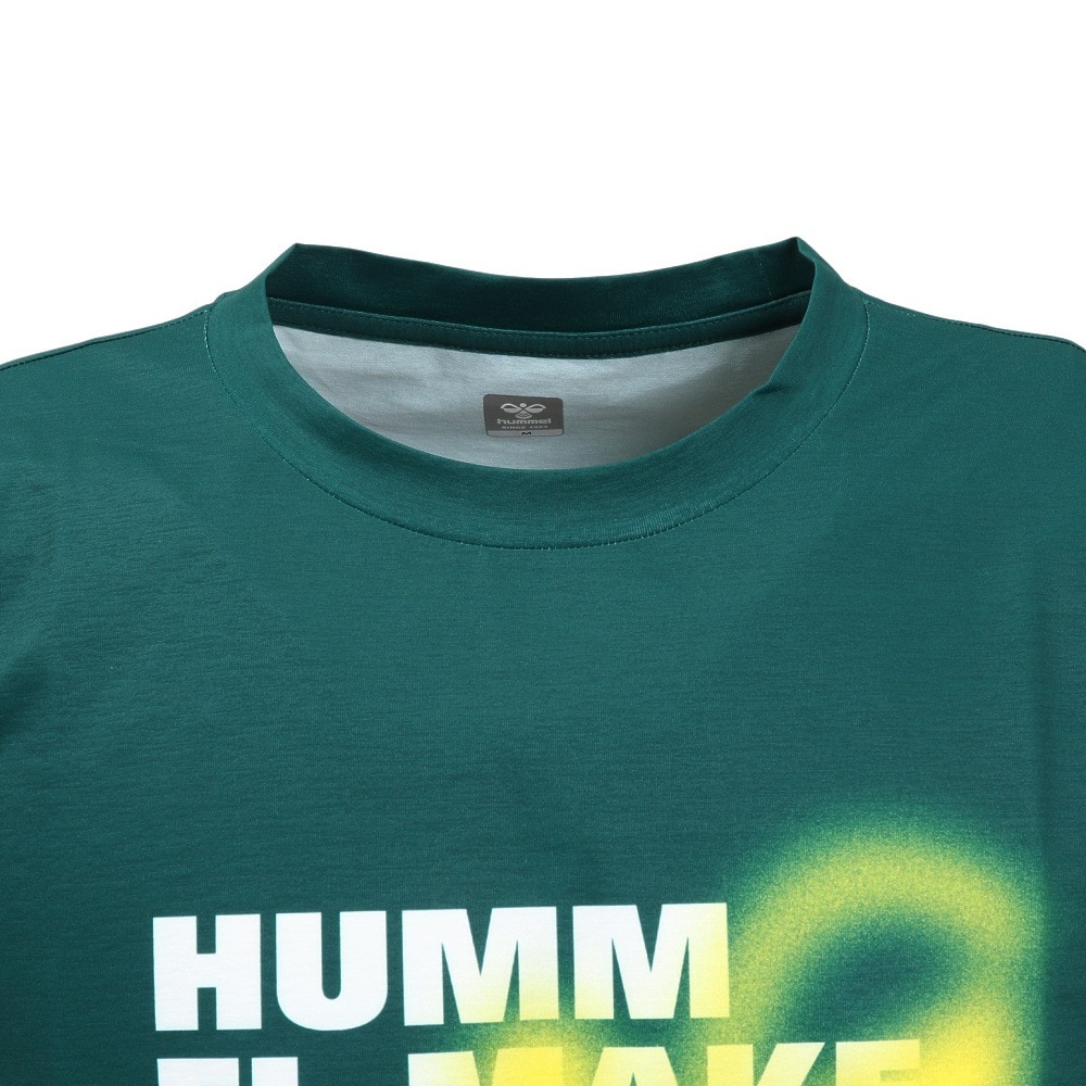 ヒュンメル（hummel）（メンズ、レディース）【新商品】 スポーツウェア コットンライク Tシャツ ユニセックス グリーン UVカット XB HAPB4094XB-563