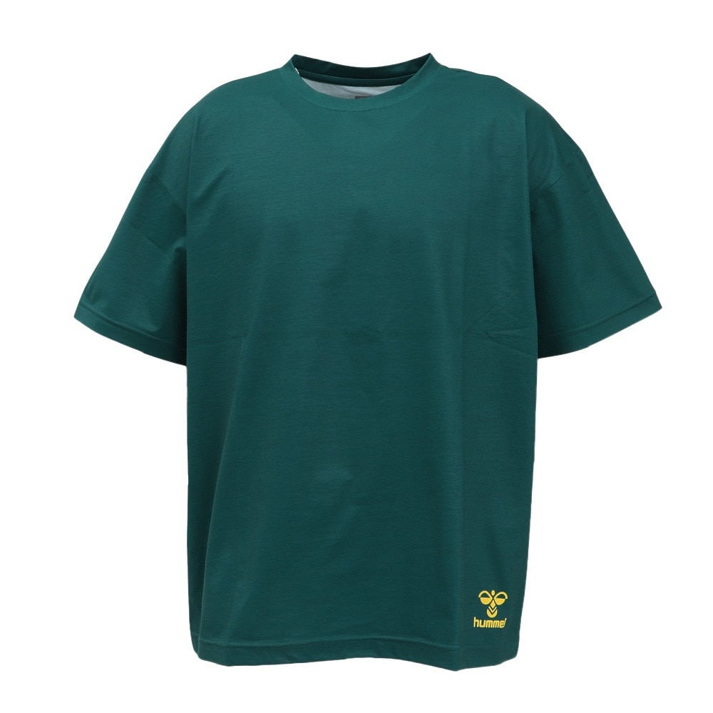 ヒュンメル（hummel）（メンズ、レディース）【新商品】 スポーツウェア コットンライク Tシャツ ユニセックス グリーン XB UVカット HAPB4095XB-563