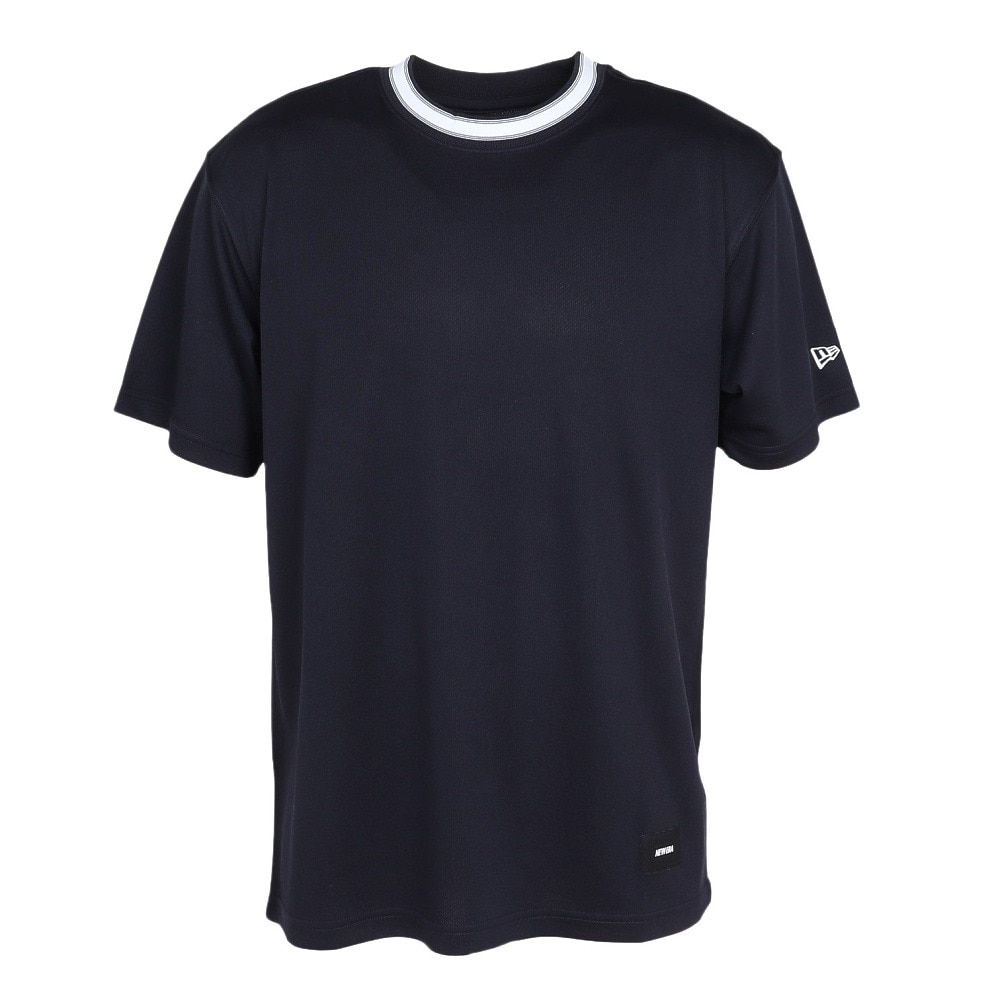 ニューエラ（NEW ERA）（メンズ）バスケットボールウェア Performance Apparel 半袖 テック Tシャツ Stripe Collar NVY 14410131