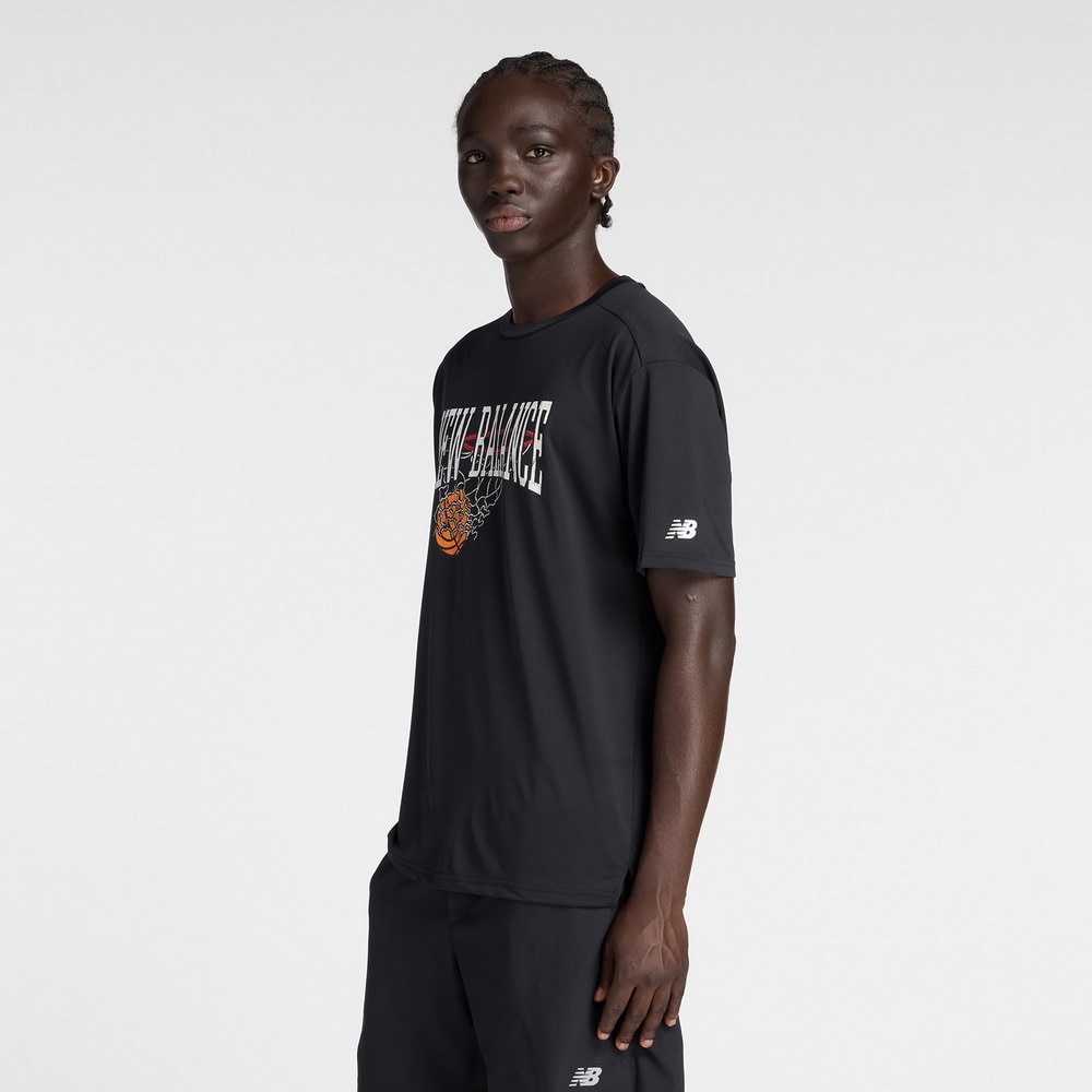 ニューバランス（new balance）（メンズ）バスケットボールウェア グラフィック トレーニング ショートスリーブシャツ MT53630BK