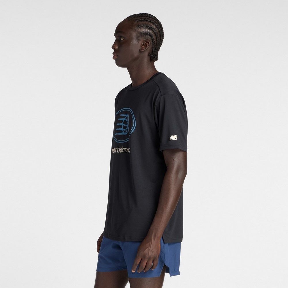 ニューバランス（new balance）（メンズ）バスケットボールウェア グラフィック トレーニング ショートスリーブシャツ MT53615BK