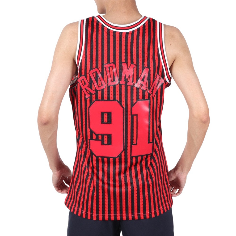 ミッチェルアンドネス（Mitchell&Ness）（メンズ）NBA シカゴブルズ デニスロッドマン ストライプ スイングマン タンクトップ SMJYBW19047-CBUPTRD97DRD M