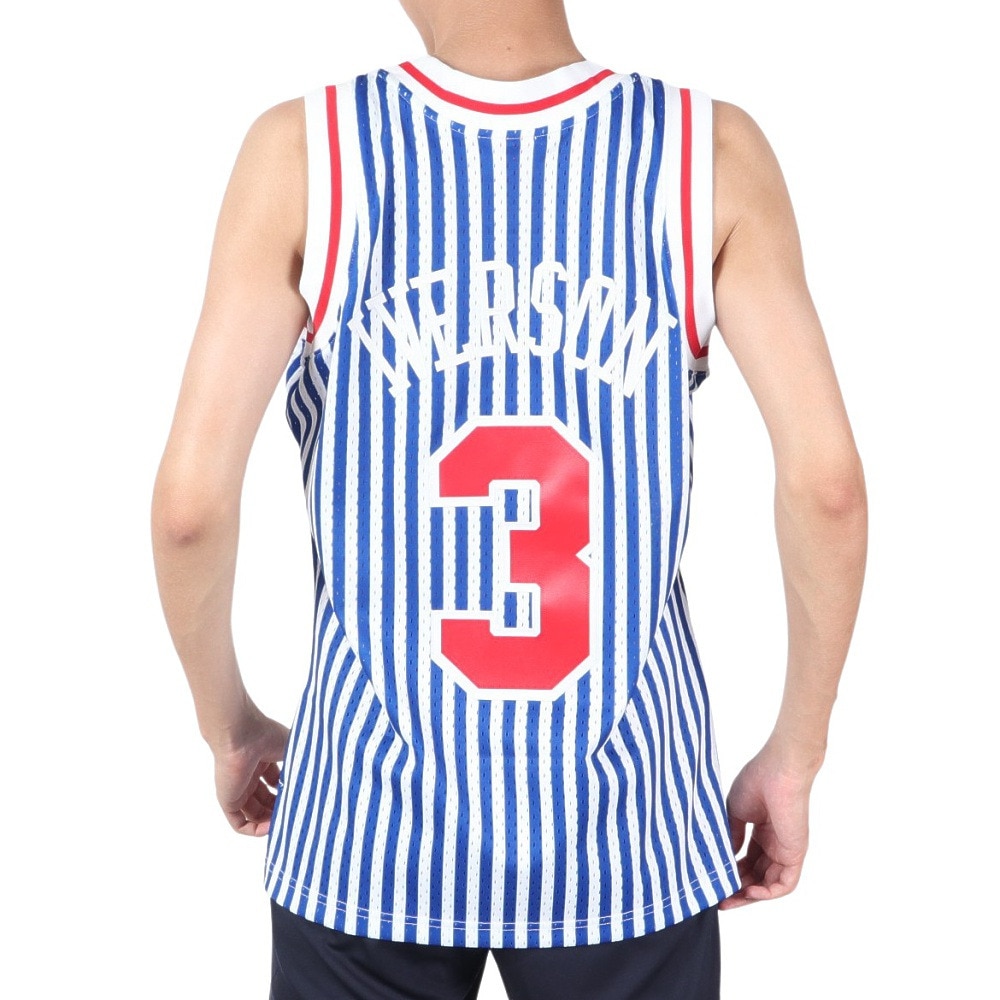 ミッチェルアンドネス（Mitchell&Ness）（メンズ）NBA 76ers アレンアイバーソン ストライプ スイングマン タンクトップ SMJYBW19047-P76PTNY00AIV M