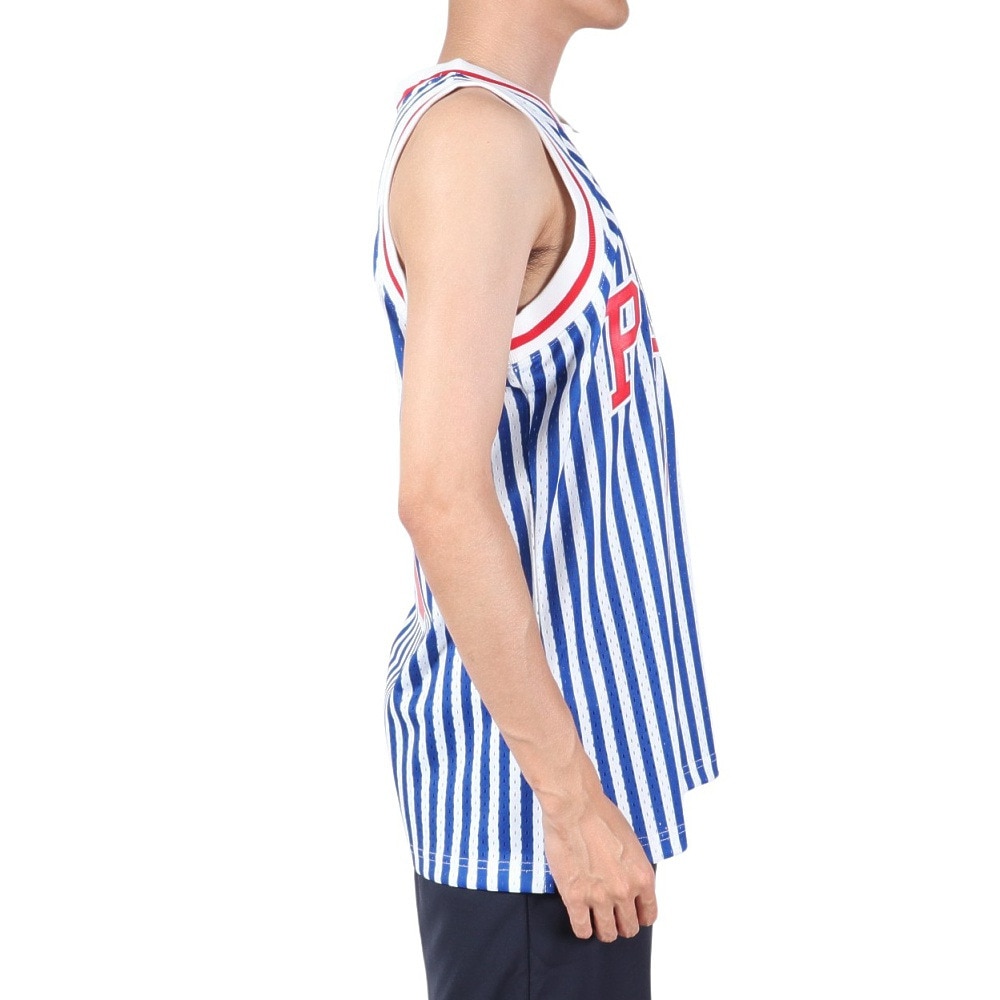 ミッチェルアンドネス（Mitchell&Ness）（メンズ）NBA 76ers アレンアイバーソン ストライプ スイングマン タンクトップ SMJYBW19047-P76PTNY00AIV M