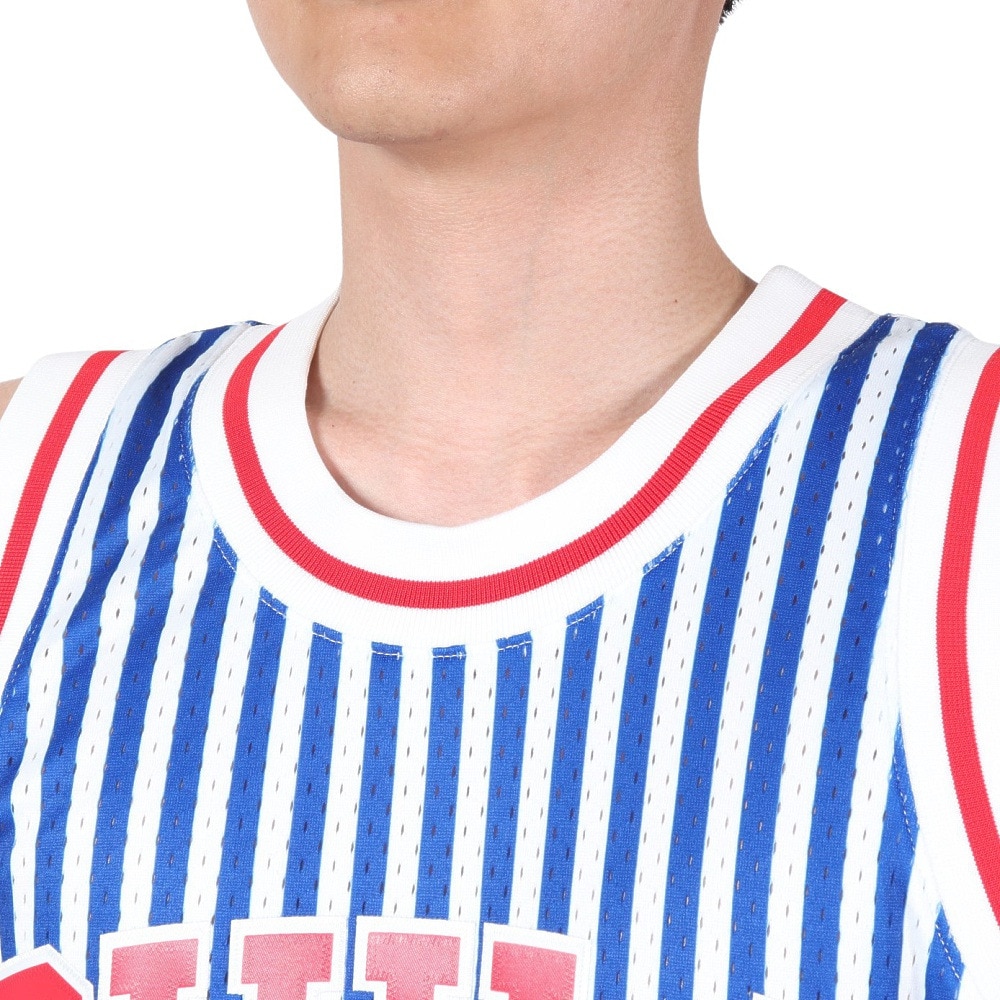 ミッチェルアンドネス（Mitchell&Ness）（メンズ）NBA 76ers アレンアイバーソン ストライプ スイングマン タンクトップ SMJYBW19047-P76PTNY00AIV M