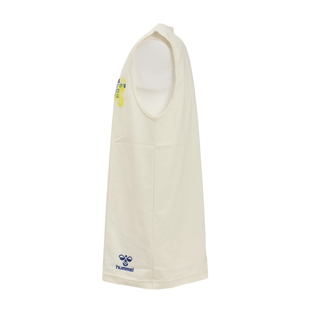 ヒュンメル（hummel）（メンズ）【新商品】 スポーツウェア コットンライク ノースリーブ Tシャツ 袖なし ホワイト ドライ HAPB5120XB-11