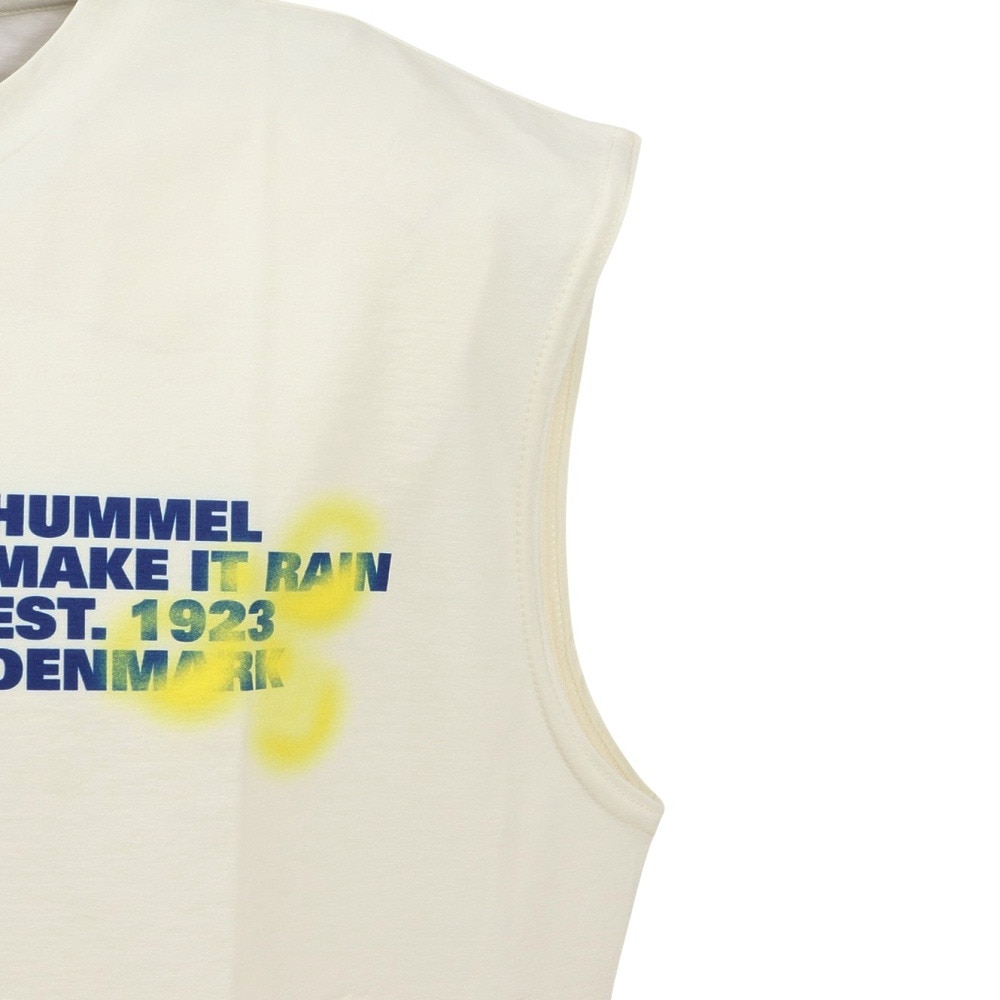 ヒュンメル（hummel）（メンズ）【新商品】 スポーツウェア コットンライク ノースリーブ Tシャツ 袖なし ホワイト ドライ HAPB5120XB-11
