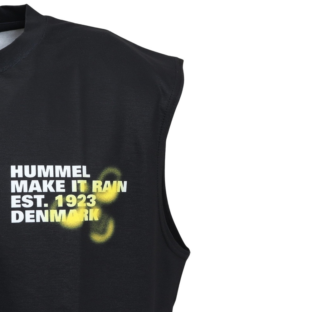 ヒュンメル（hummel）（メンズ）【新商品】 スポーツウェア コットンライク ノースリーブ Tシャツ 袖なし ブラック ドライ XB HAPB5120XB-90