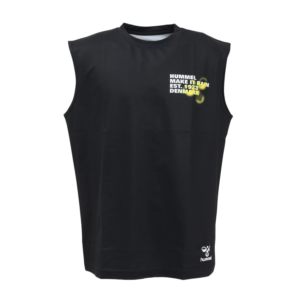 ヒュンメル（hummel）（メンズ）【新商品】 スポーツウェア コットンライク ノースリーブ Tシャツ 袖なし ブラック ドライ XB HAPB5120XB-90