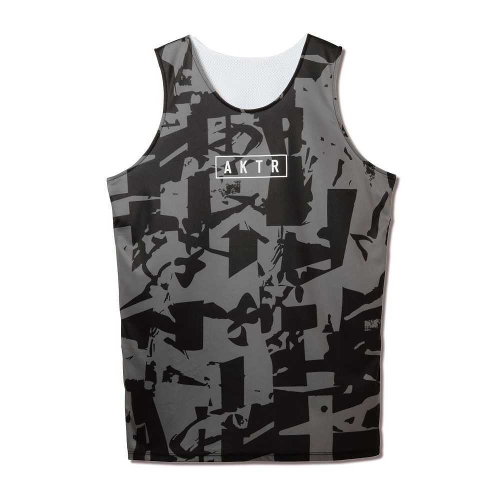 アクター（AKTR）（メンズ、レディース）バスケットボールウェア CUT-UP CAMO リバーシブル タンクトップ 125-023001 BKWH