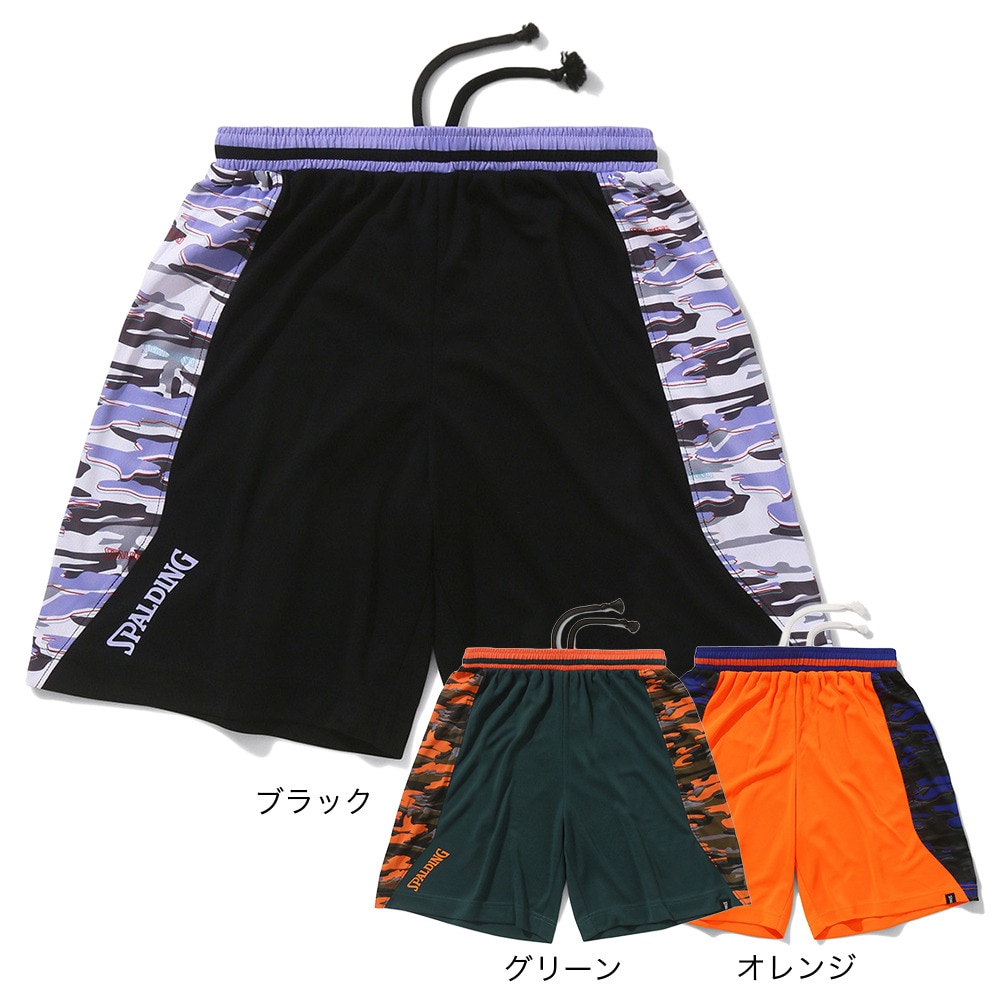 スポルディング（SPALDING）（キッズ）バスケットボールウェア ジュニア プラクティスパンツ オーバーラップド カモ サイド SJP24051BK 速乾 UVカット