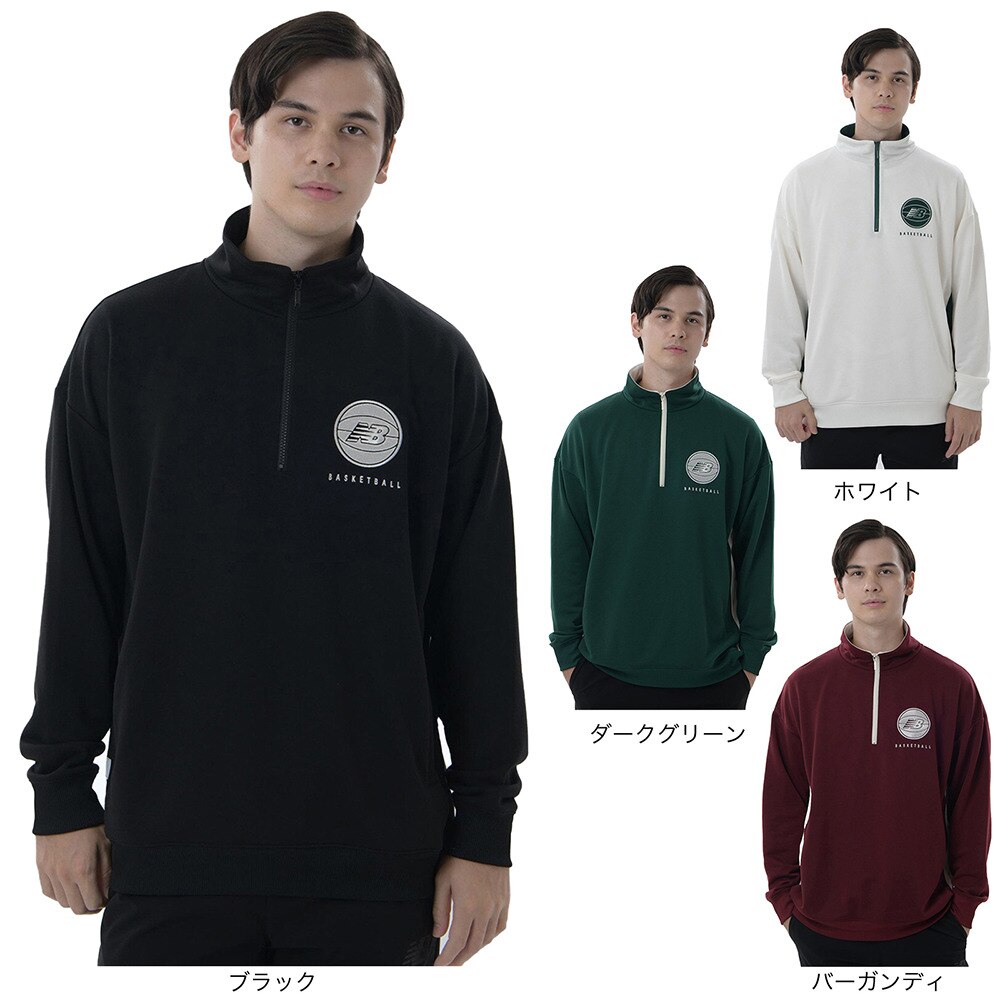 ニューバランス（new balance）（メンズ）バスケットボールウェア スウェットハーフジップトップ AMT25115SST