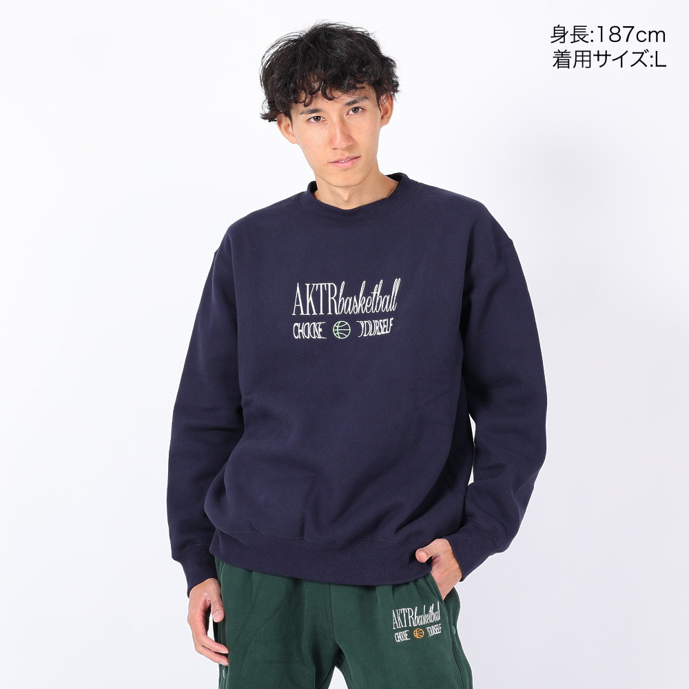 アクター（AKTR）（メンズ、レディース）バスケットボールウェア RETRO-CHIC SWEAT クルーネック シャツ 123-034010 NV