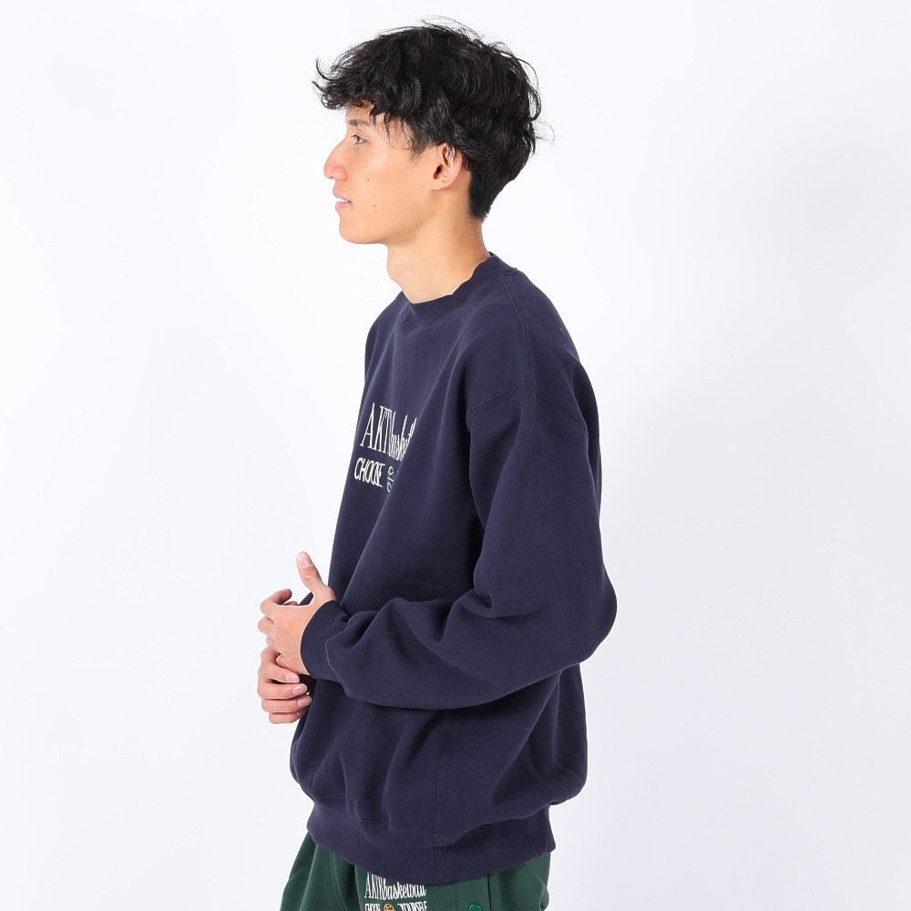 アクター（AKTR）（メンズ、レディース）バスケットボールウェア RETRO-CHIC SWEAT クルーネック シャツ 123-034010 NV