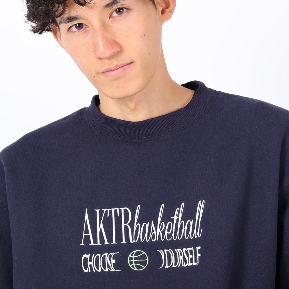 アクター（AKTR）（メンズ、レディース）バスケットボールウェア RETRO-CHIC SWEAT クルーネック シャツ 123-034010 NV