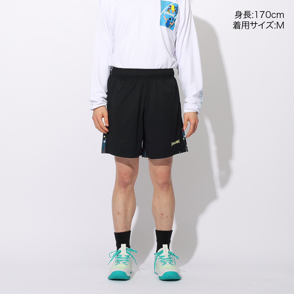 スポルディング（SPALDING）（メンズ、レディース）バスケットボールウェア プラクティスパンツ ポルカドット カモ ヘム SMP24111BK