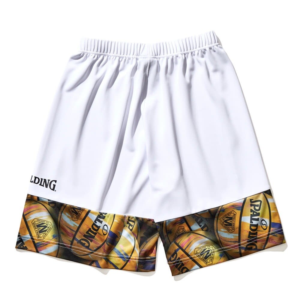 スポルディング（SPALDING）（キッズ）バスケットボールウェア ジュニア プラクティスパンツ ボールプリント SJP22172WH 速乾 UVカット