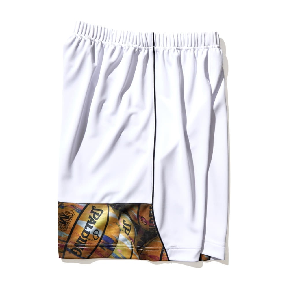 スポルディング（SPALDING）（キッズ）バスケットボールウェア ジュニア プラクティスパンツ ボールプリント SJP22172WH 速乾 UVカット