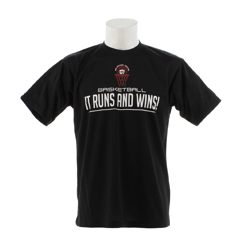 Ｔシャツ メンズ 半袖 ドライプラス 吸汗速乾 It runs and wins 751G9ES1011 BLK 【 バスケットボール ウェア 】