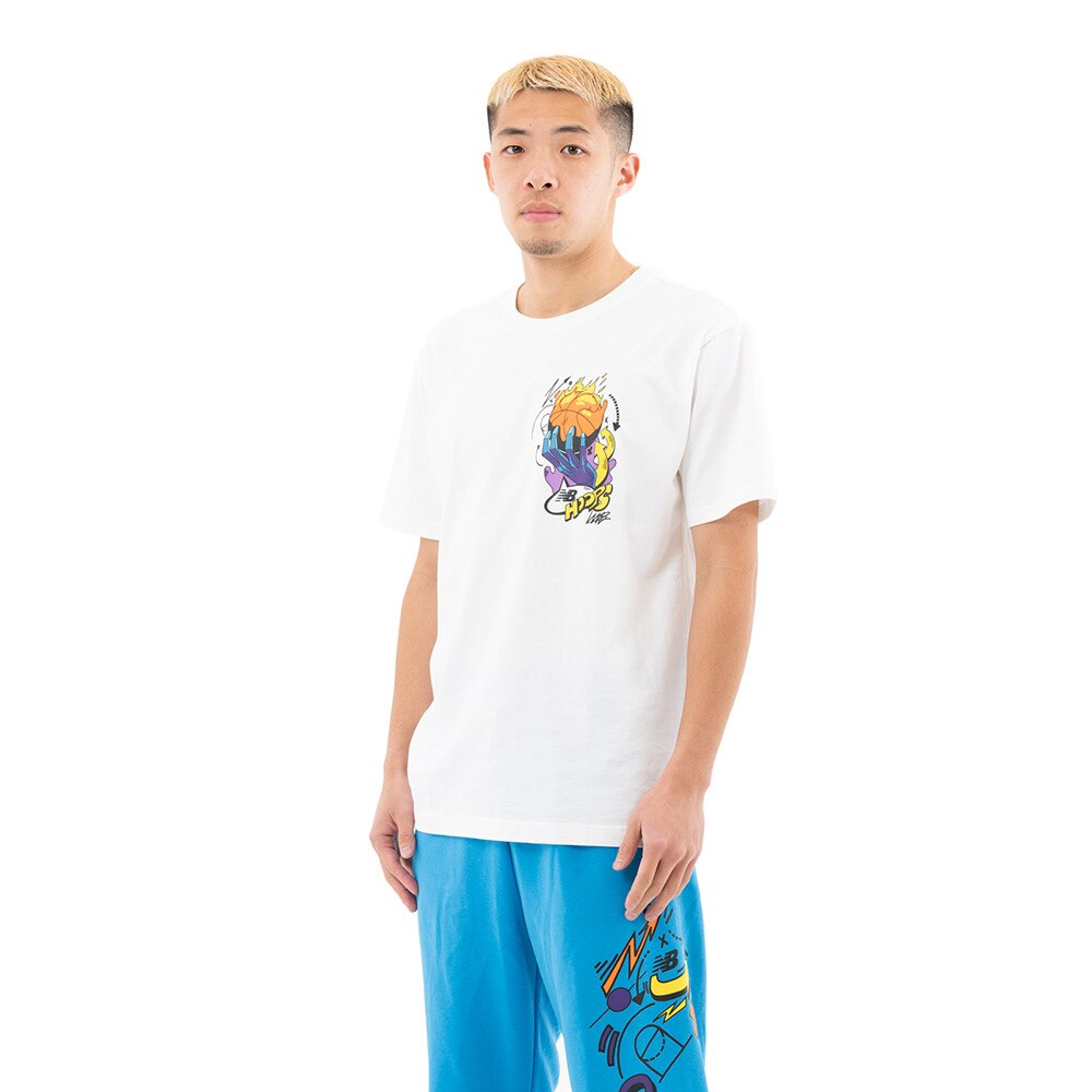 ニューバランス（new balance）（メンズ）バスケットボールウェア Hoops Tシャツ MT13591WT