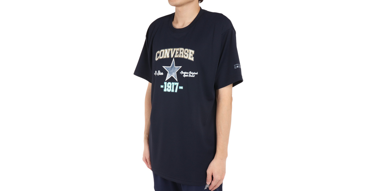 CONVERSE コンバース 3S プリントTシャツ バスケットボールTシャツ CB231360-2900(ネイビー)