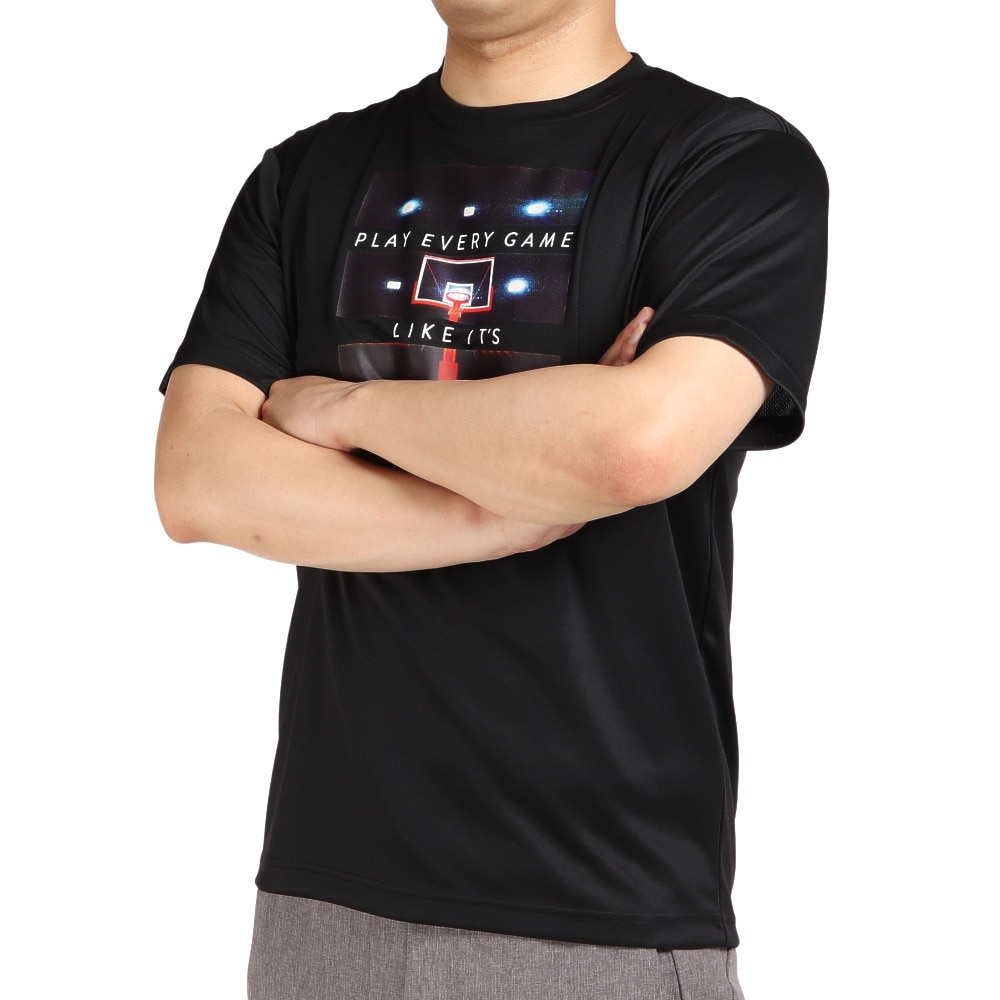 エックスティーエス（XTS）（メンズ、レディース）バスケットボールウェア ドライプラス メッセージグラフィックTシャツ 751G2CD7111 BLK