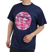 スポルディング（SPALDING）（メンズ）バスケットボールウェア UVカット Tシャツ デジカモボール SMT22112NV
