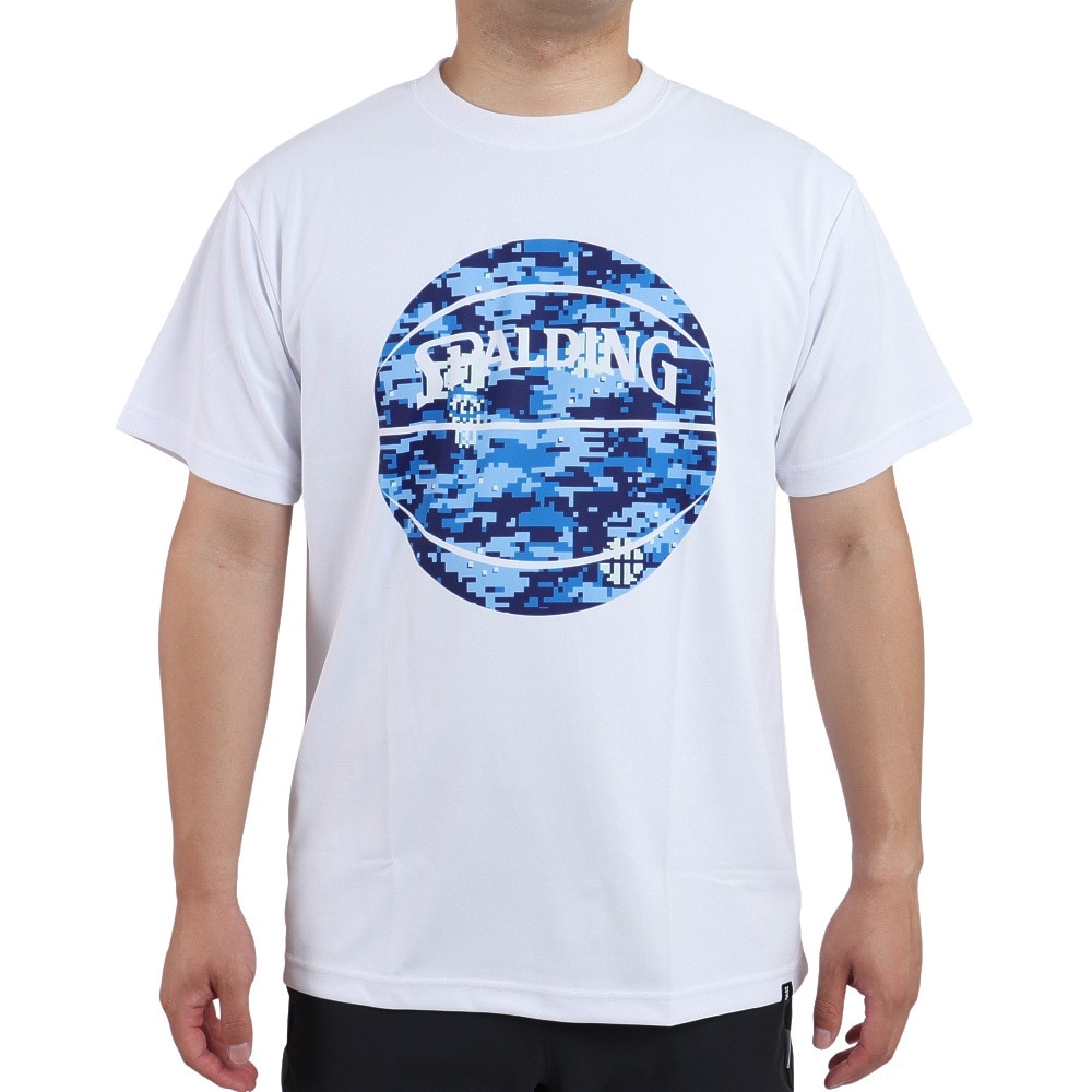 スポルディング（SPALDING）（メンズ）バスケットボールウェア UVカット Tシャツ デジカモボール SMT22112WH