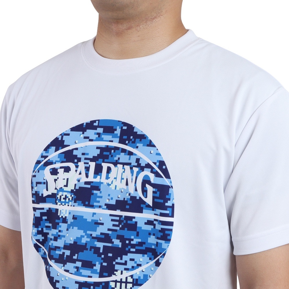 スポルディング（SPALDING）（メンズ）バスケットボールウェア UVカット Tシャツ デジカモボール SMT22112WH