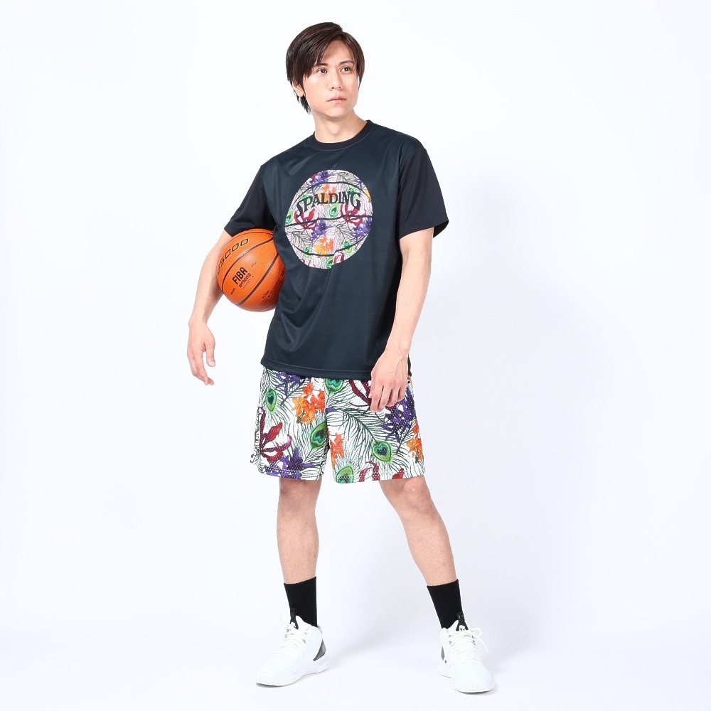 スポルディング（SPALDING）（メンズ）バスケットボールウェア UVカット Tシャツ トロピクスボールプリント SMT23004BP