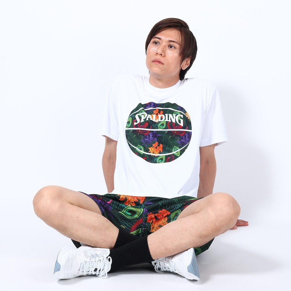 スポルディング（SPALDING）（メンズ）バスケットボールウェア UVカット Tシャツ トロピクスボールプリント SMT23004WB 速乾